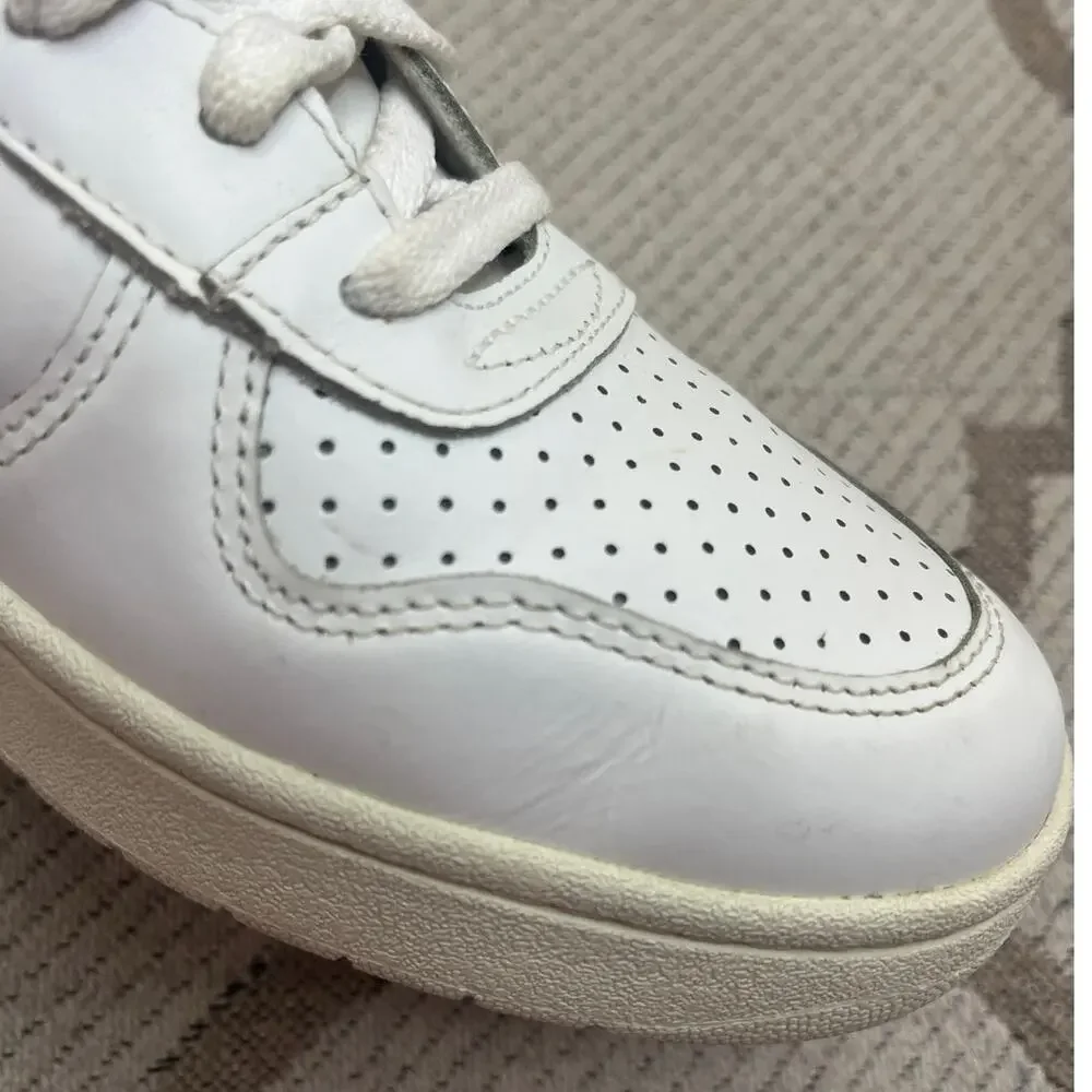 Veja V-10 sneakers all-white leather perforated toes lace.up sneakers, size 10